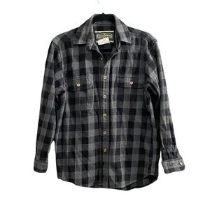 FIELD & STREAM Vintage Cotton Flannel Button Front Shirt Black Gray M